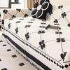 Simplized Clover Jacquard Geometric Chenille Sofa Towel with Tassels, for Living Room Sofa Covers,
