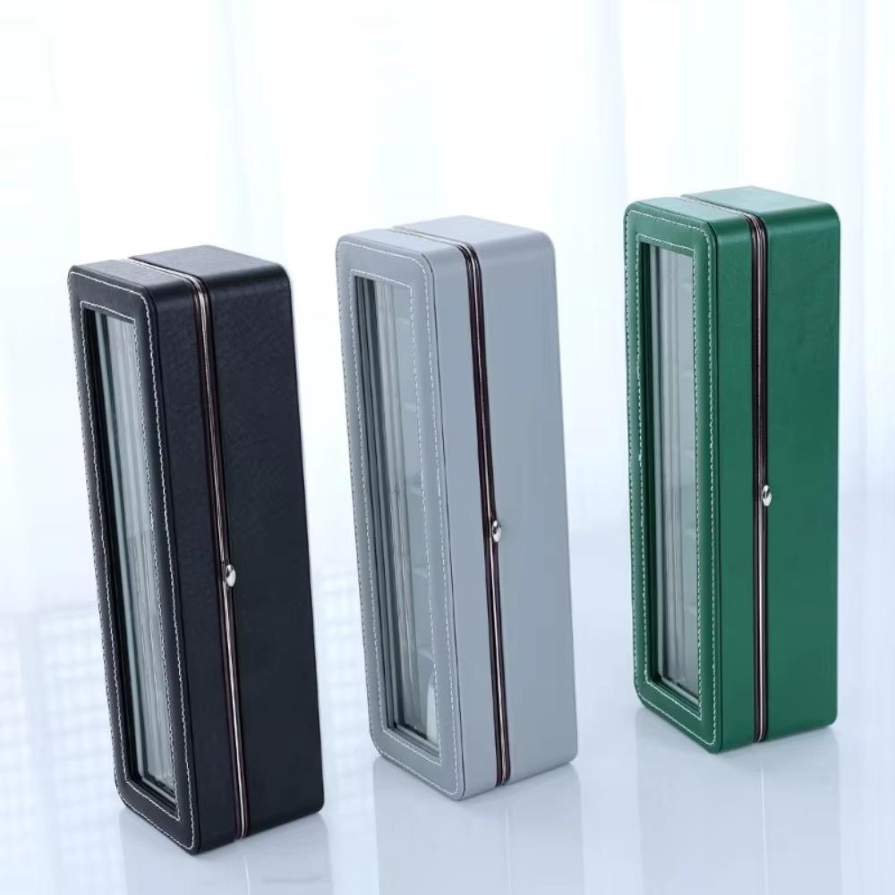 PU Leather Watch Storage Case 6 Girds Watch Suitcase Organizer Stylish Watch Display Box  Bracelets