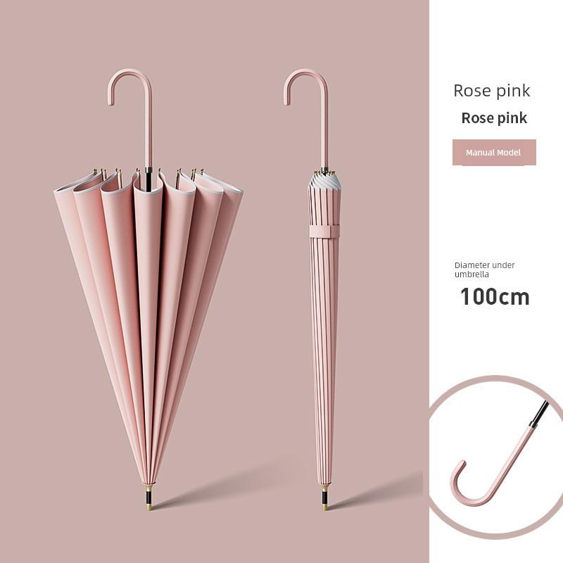 New Style Straight-Handle One-Piece Umbrella for Women, High-Looking Automatic Umbrella, Enlarged, Reinforced, Thickened, Storm-Resistant Long-Handle