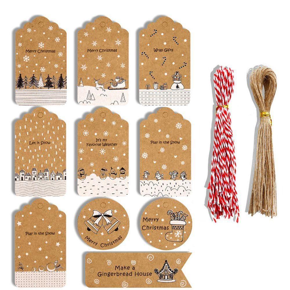 

100 шт DIY крафт-бумага рождественские украшения крафт-бирка рождественские этикетки подарочная упаковка бирки