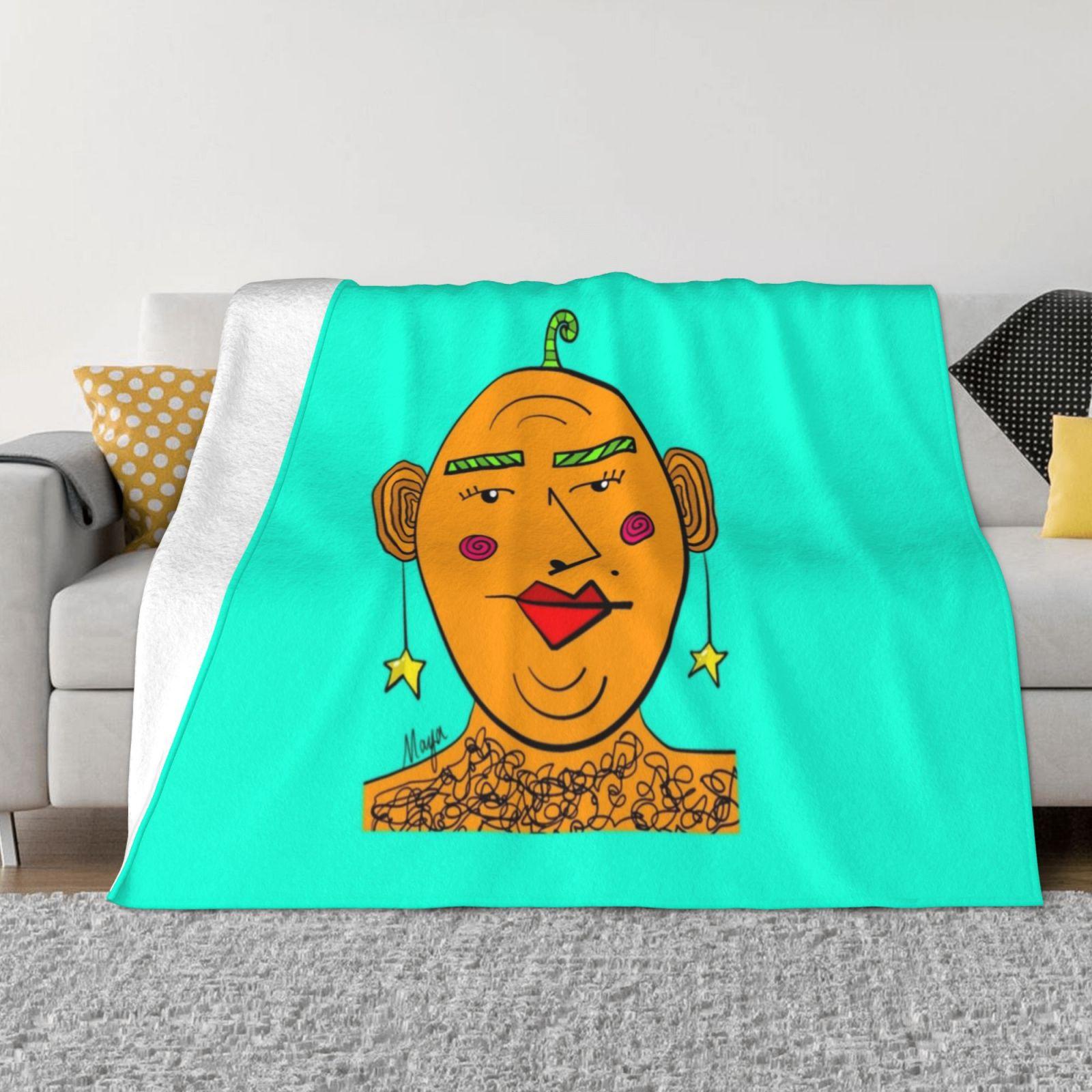 

A Very Orange Man. Creative Design Light Thin Soft Flannel Blanket Orange Digitalart Art Colors Colorful Fun Funny Star Shapes 30x40in