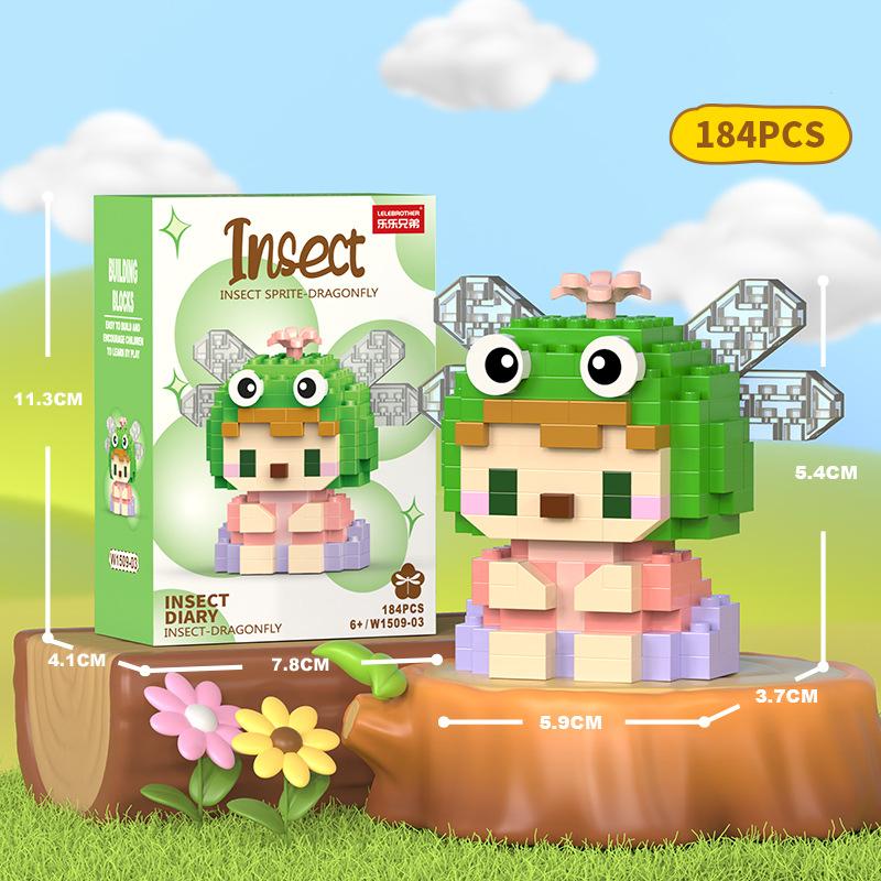 Kreative Insekten-Bausteine Kinderpuzzle Zusammengebautes Mikropartikel Kleintier-Modell Puzzle Biene Schmetterling Geschenk