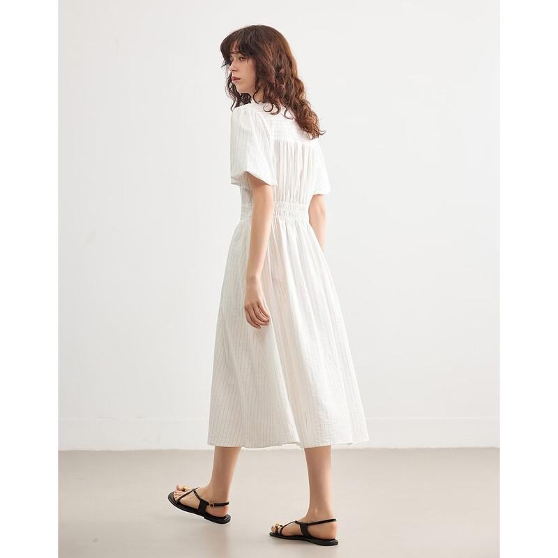 Demana Summer Breathable Striped V-Neck Waist-Knot Midi Dress