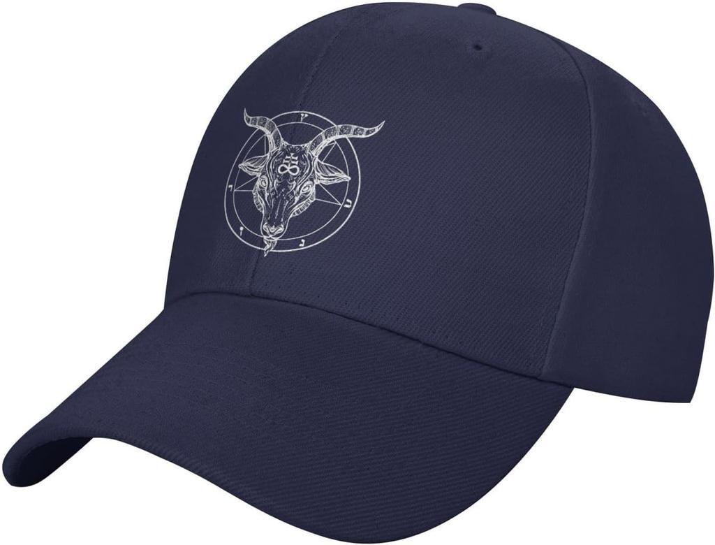 Baphomet Pentagram Goat Head Baseball Cap Casual Cotton Adjustable Curved Brim Dad Hat Unisex