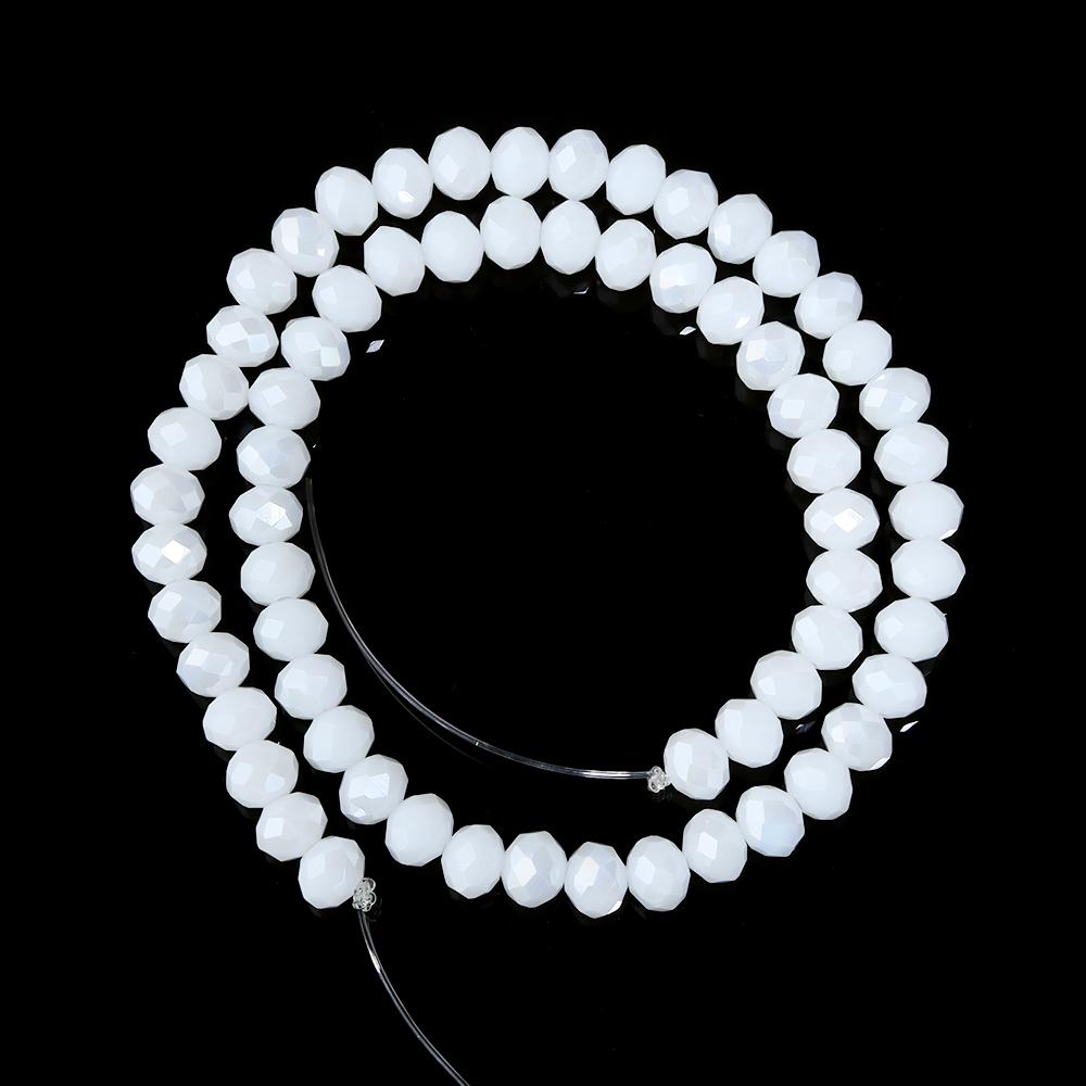 

1Strand 3/4/6/8/10mm Flat Faceted Crystal Beads Glass Beads Loose Spacer Beads For DIY Jewelry Making DIY Necklace Accessories 3mm Appro130Pcs белый