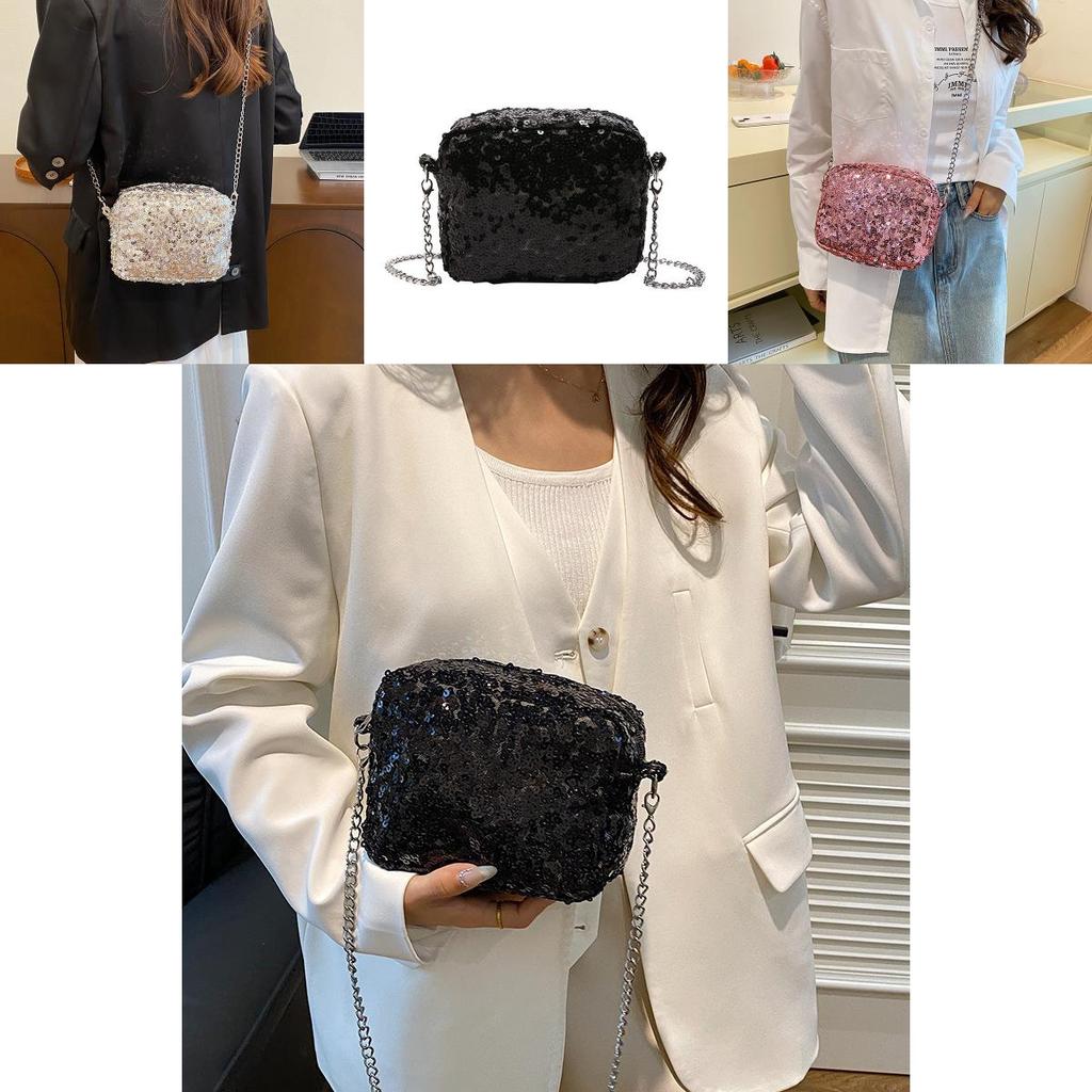 Stylish Sequined Shoulder Bag For Women In Silver Black And Pink Perfect For Casual Outfits