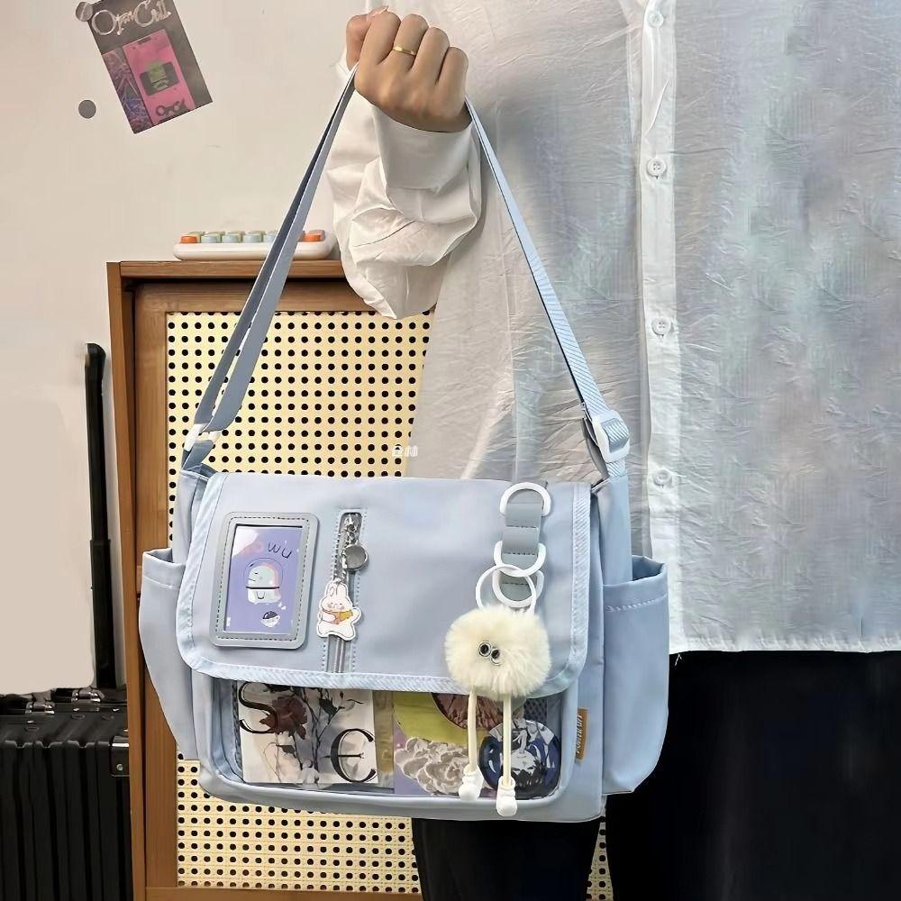 Color Sólido Transparente Placa Exhibidora de Insignias Itabag Bolso Bandolera Casual Harajuku Bolso Escolar DIY