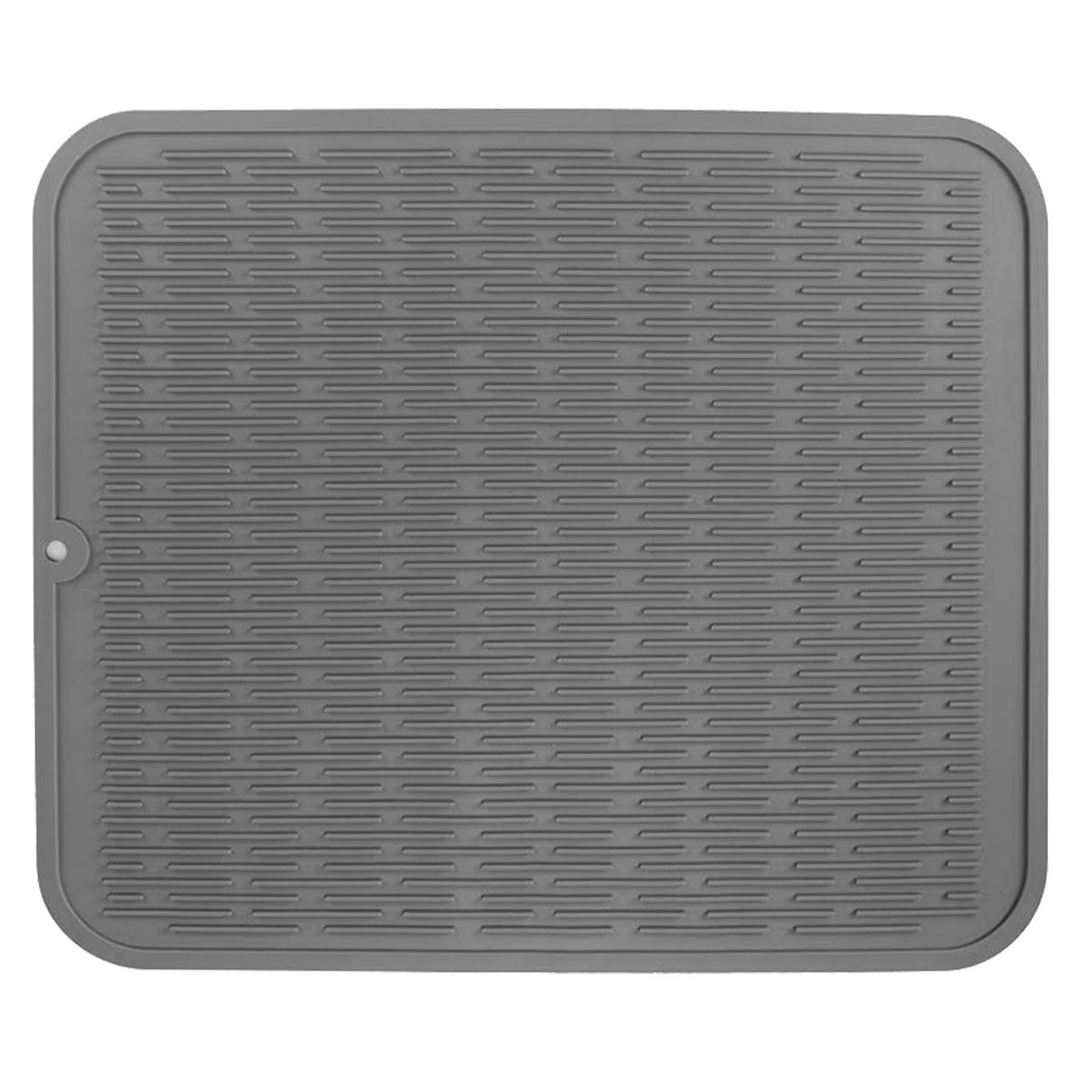 

Silicone Dish Drying Mat for Kitchen Counter 18 x 16in/16 x 12in Heat Resistant Dinnerware Mat Non-slip Sink Draining Board Mat Grey Rectangle