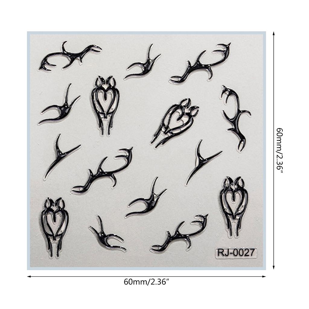 Embossed Cartoon Nail Art Stickers Decals Self-Adhesive Floral Nail Supplies Nail Art Design Decoration Accessories