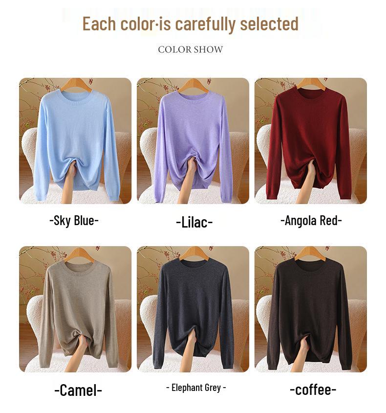 Women's Slim Fit Heathered Wool Sweater - 2026 Long Sleeve Knitwear