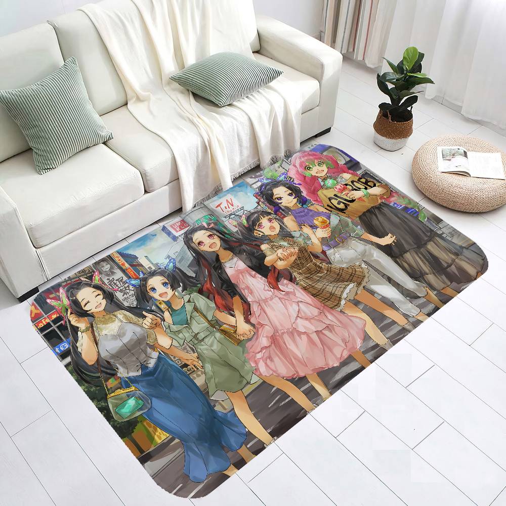 Demon Slayer Entrance Door Mat Rectangle Anti-slip Home Soft Badmat Front Door Indoor Outdoor Mat Toilet Rug