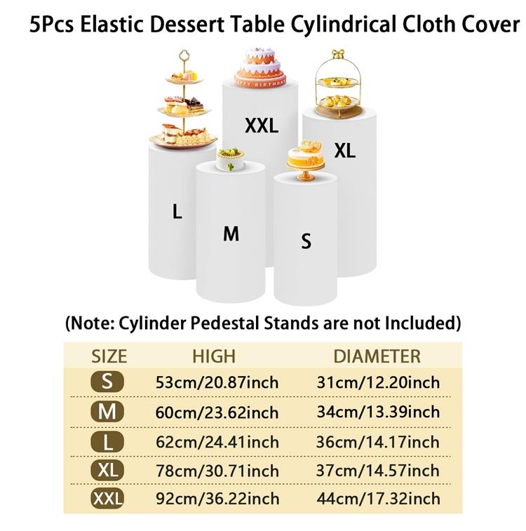3/5pcs Elastic Wedding Cylindrical Base Tablecloth Circular Dessert Table Birthday Party Decoration Cylindrical Pedestal Covers
