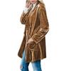 Women's Fashion  And Winter Cardigan Jacket Gold Velvet Mid-Length Windbreaker