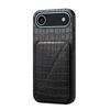 For iPhone 17 Air Case with Card Holder Leather+PC+TPU Crocodile Textured Back Cover