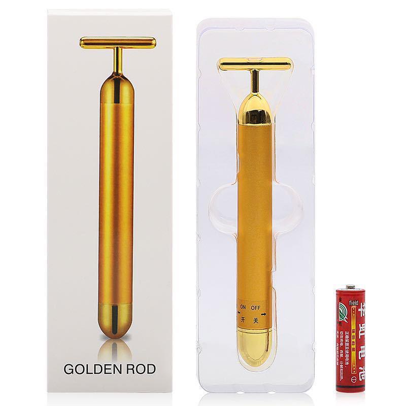 

24K Gold T-Shaped Facial Massager - Electric Beauty Tool