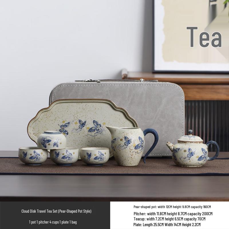 Chaxun Retro Flint Red Butterfly Travel Tea Set 1