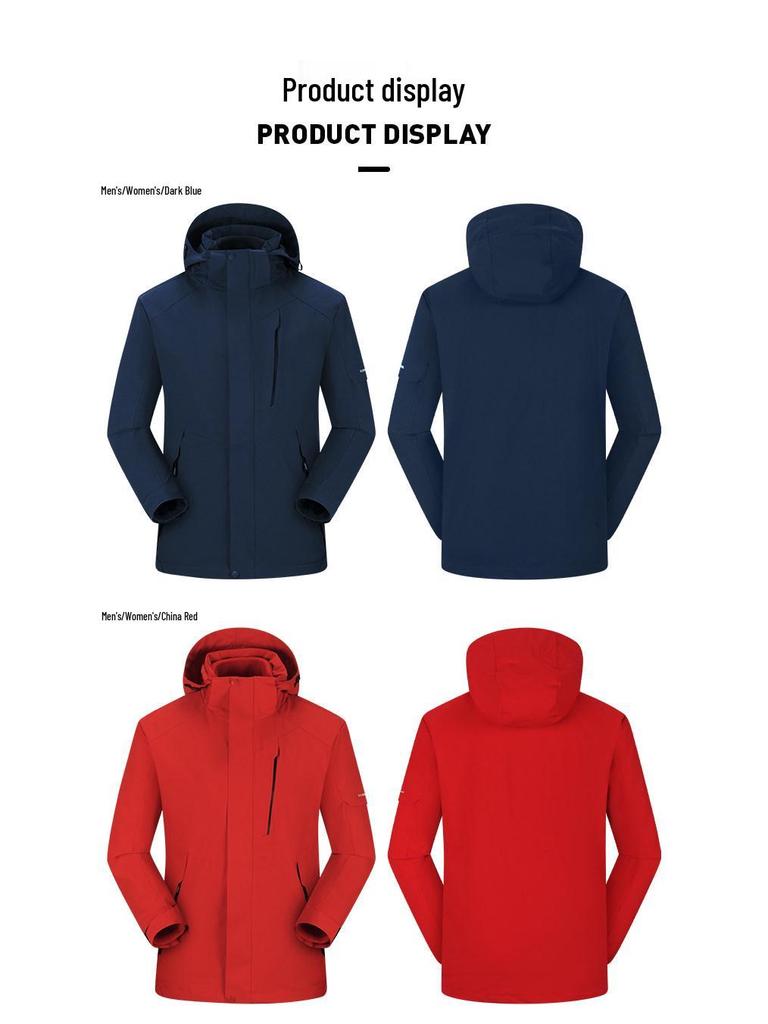 Fleece-Lined Waterproof Outdoor Shell Jacket with Logo: Autumn/Winter Work Uniform, 3-in-1 Design