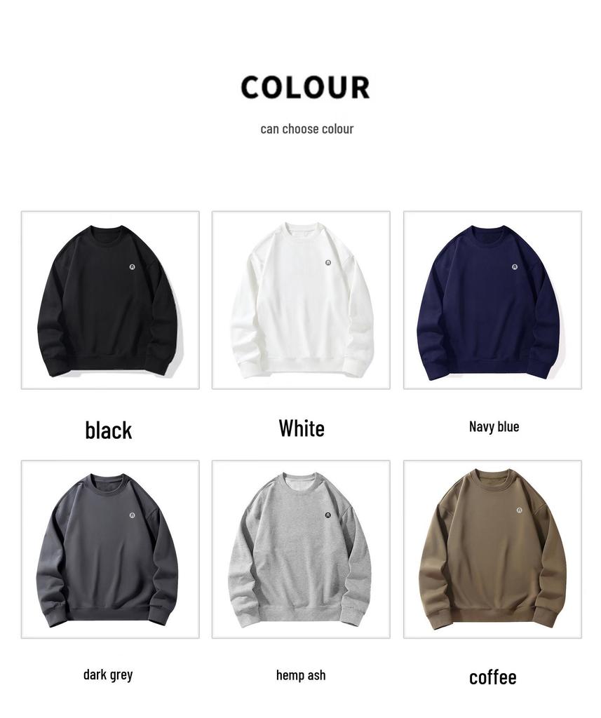 Lulu Men's Plus Velvet Round Neck Hoodie 2025 Autumn/Winter, Long Sleeve Couple Style Pullover.