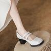 [Limited-time special offer] White round-headed Mary Jane shoes, children's thick heels, light mouth straps, high heels, commuter small leather shoes
