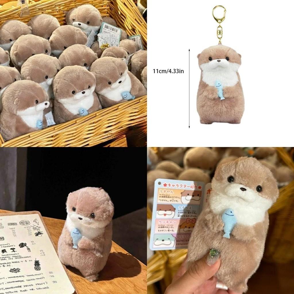 Cute Amuse Otter Plush Toy With Fish Adorable Gift For Girls Hanging Decoration