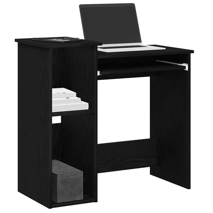 VidaXL Bureau avec étagères noir 84x40x78 cm bois d'ingénierie, bureau d'ordinateur, bureau debout, bureau avec rangement, 860446