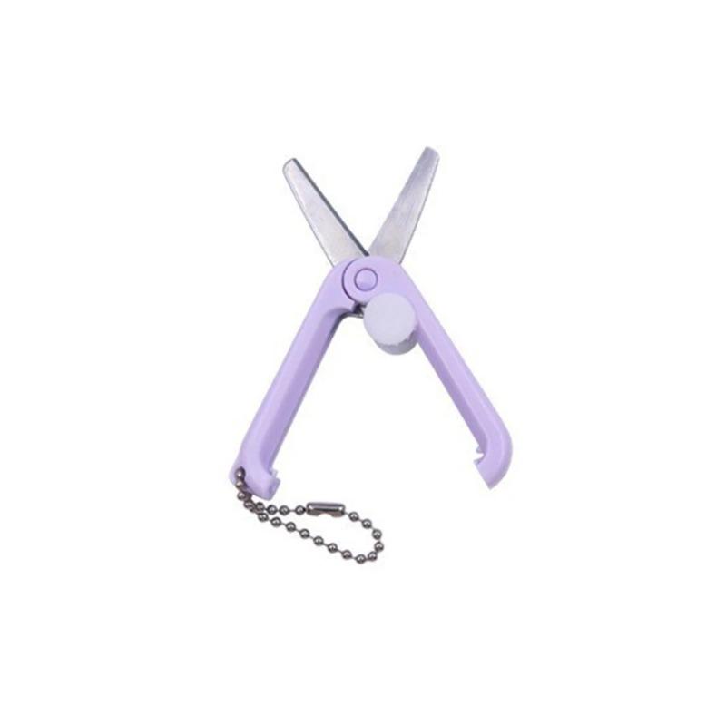 

1PCS Chain Design Stainless Steel Mini Scissors Retractable Folding Portable Scissors Student Hand-made Paper Scissors фиолетовый