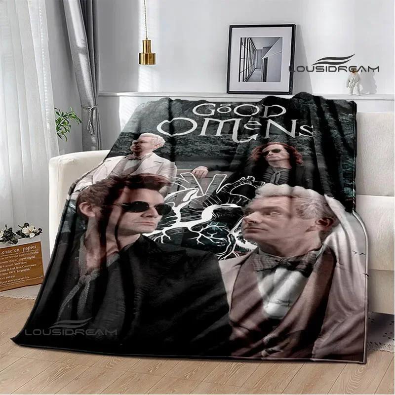 Good omens movie print blanket kids warm nice flannel soft comfortable home travel blanket bed blanket birthday gift