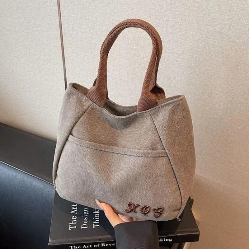 Niche Canvas Bag for Women When Going To Work, Small Bag, Commuting Tote Bag, Versatile Lunch Box, Portable N