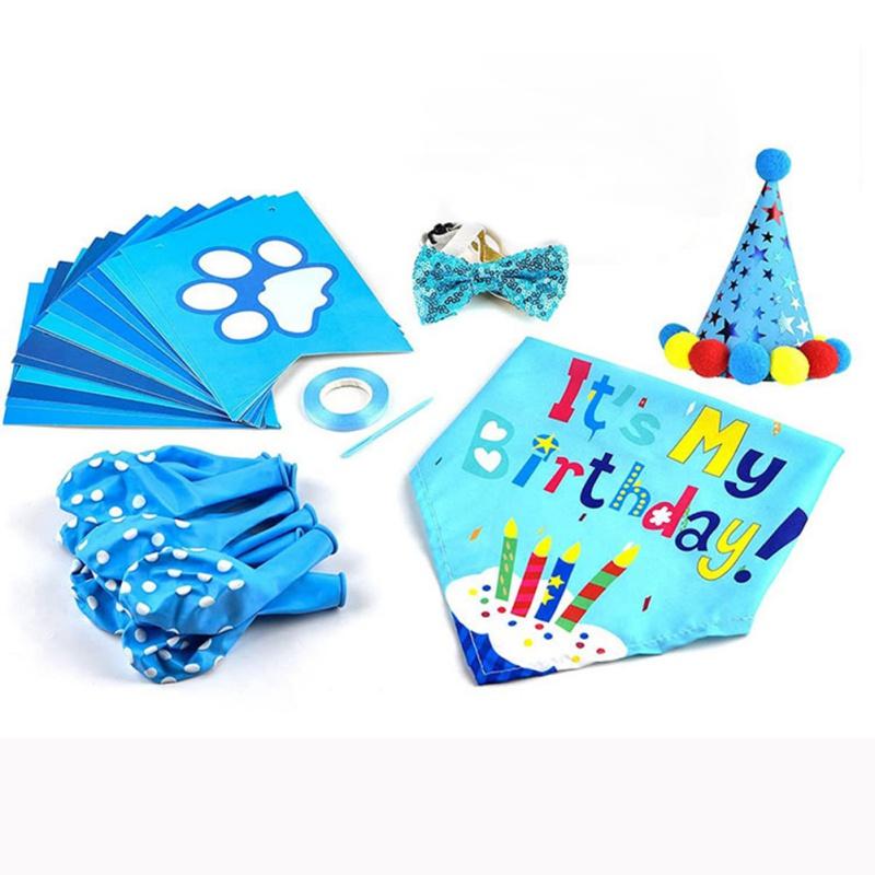 Dog Birthday Party Supplies Birthday Bandana Set with Birthday Hat Scarf Birthday Banner Balloons Party Decorations Supplies