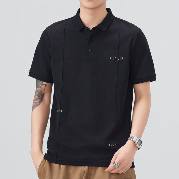 

Mens Summer Latest Comfortable Fit Short-sleeved POLO Blouse Mens Lapel Thin Short T-top 4XL чорний