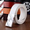 Trendy White Pu Casual Belt For Men And Women Stylish Smooth Buckle Unisex Design
