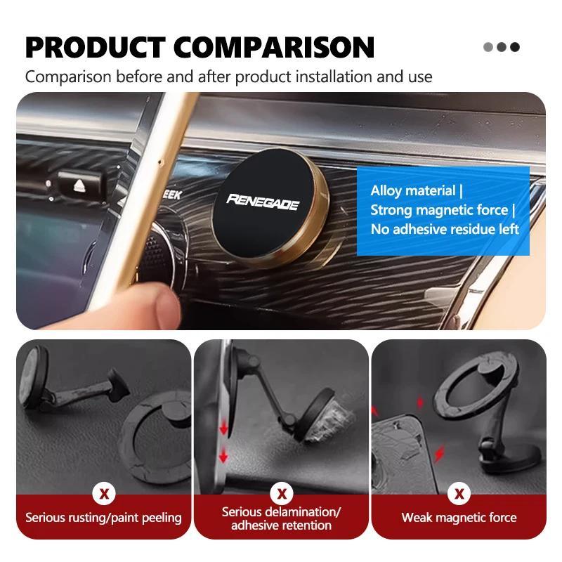 Magnetic car phone holder alloy metal car holder phone holder accessories for Jeep JPB Renegade Wrangler jk Compass Grand Cherok AKT1