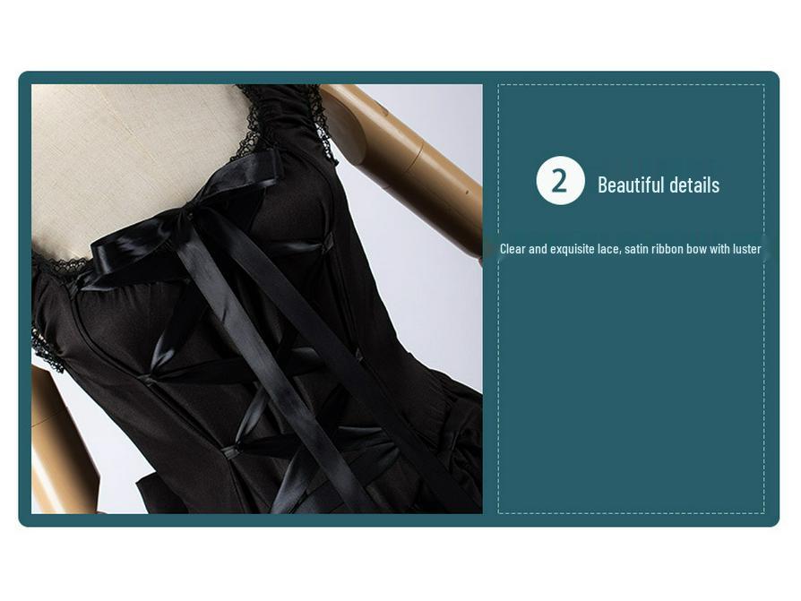 2024 Women's Lace Gothic Renaissance Dress with Bowknot Full Skirt