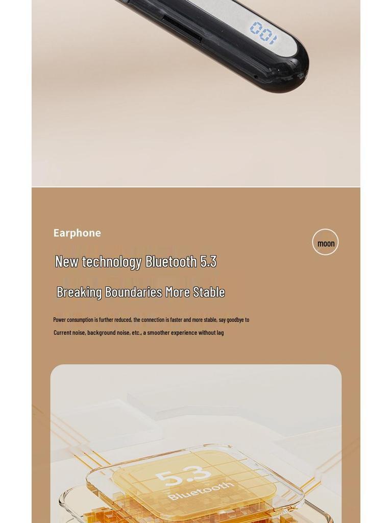 Neck-Hanging Sports Bluetooth Headset with Large Battery and Digital Display for Super Long Wireless Use