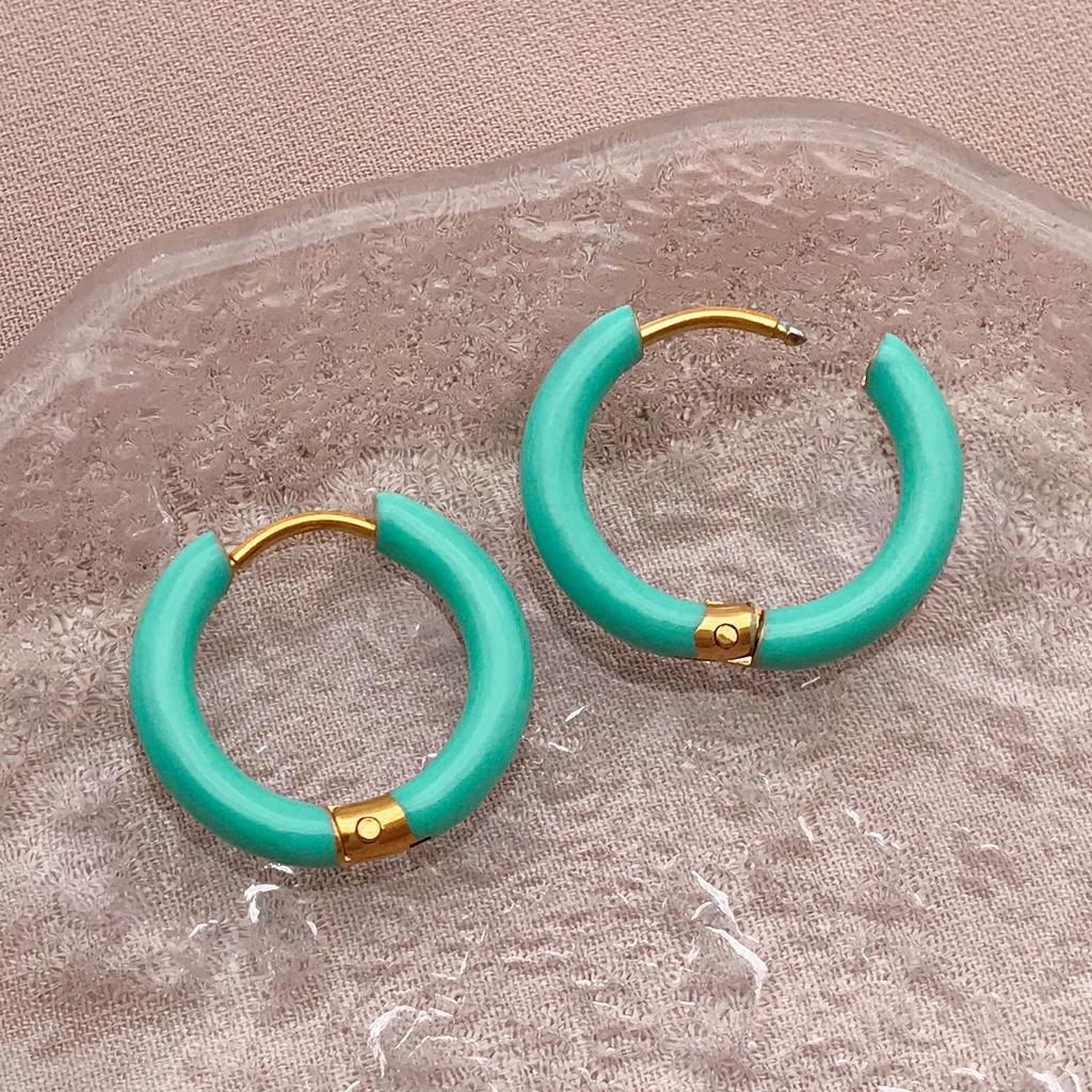 European Style Enamel Circle Earrings: High-End Versatile Women's Ear Jewelry