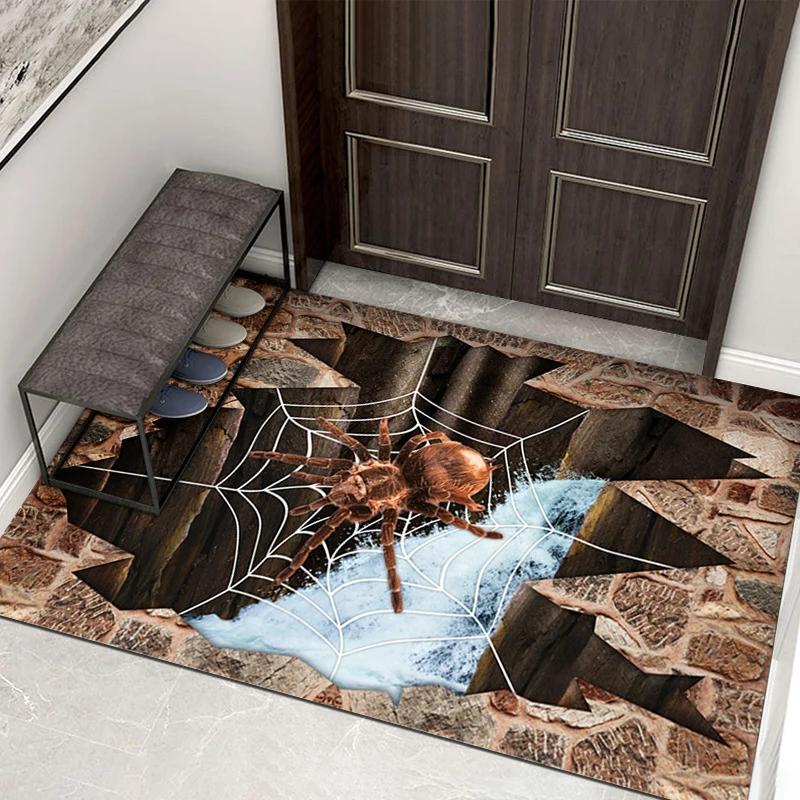 

Spider Hole Printed Door Mat Retro Horror Insect Stone Hole 2D Printed Carpet Living Room Bedroom Foyer Floor Mat 40cm x 60cm