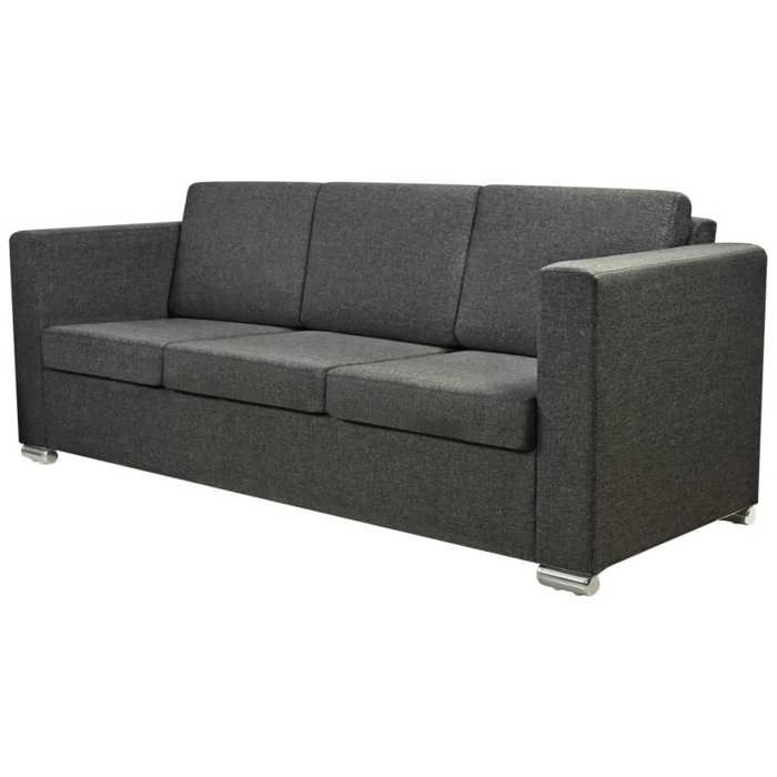 VidaXL Canapé à 3 places Tissu Gris foncé 243584