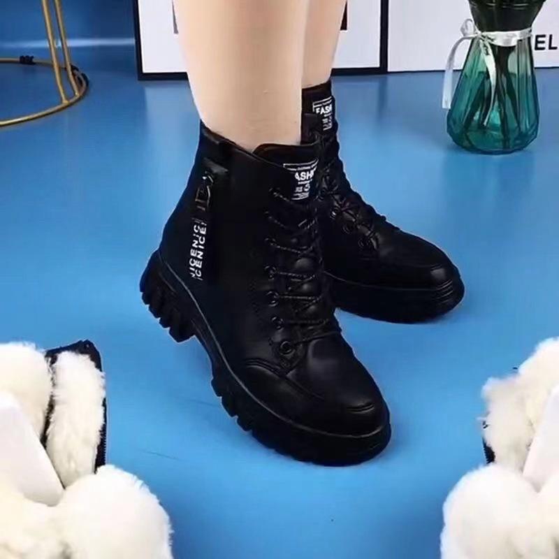 Female Ladies Women Leather Ankle Boots Platform Winter Antumn Plush Fur Warm Female Snow Boots Women Shoes Plus Size 35-41
