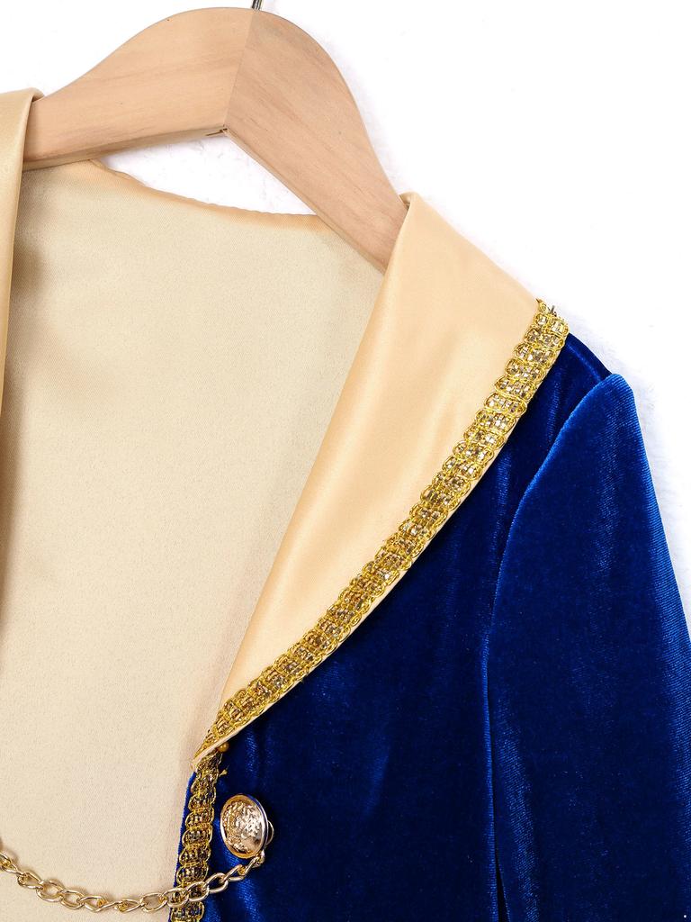 Kids Boys Theme Party Costume: Vintage Royal Prince Tuxedo Coat Long Sleeve, Complete Cosplay Dress Up Set