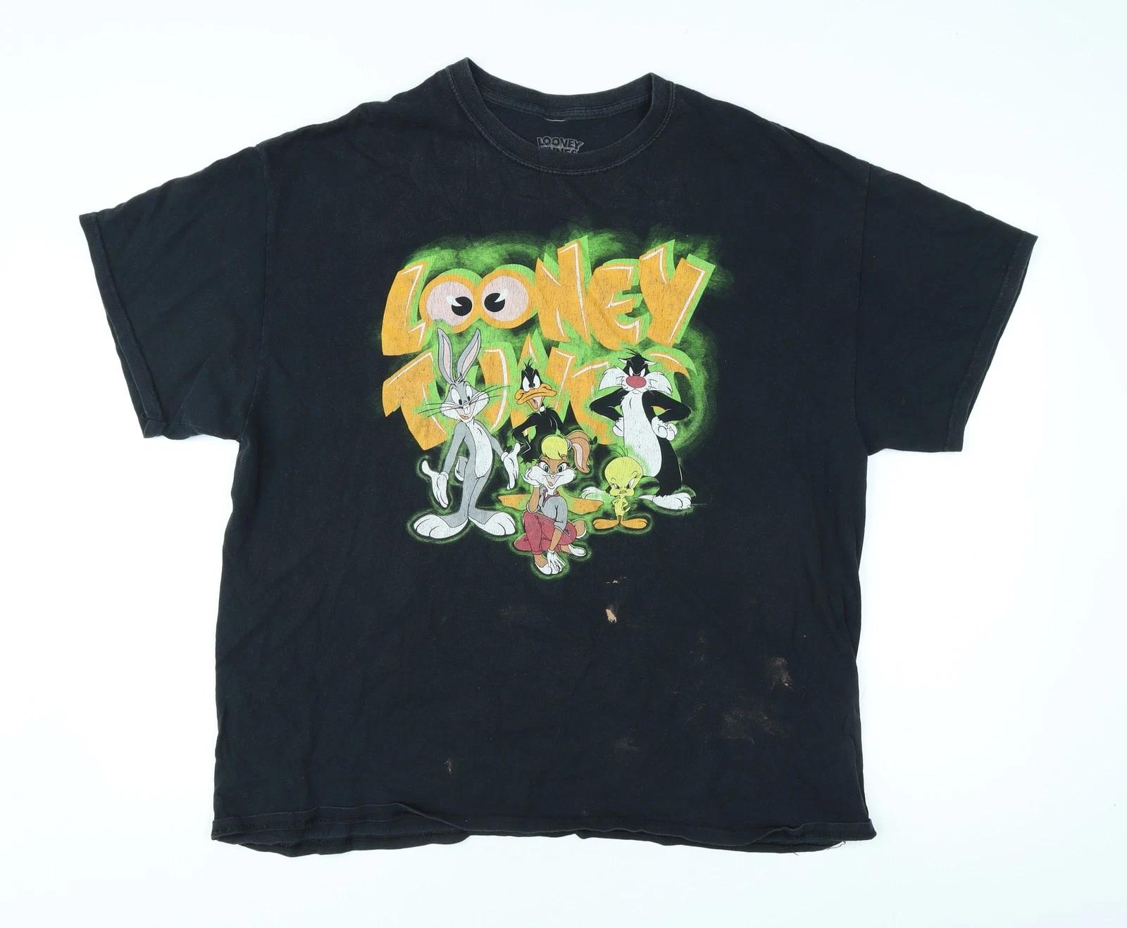 Looney Tunes Men s Black Graphic T-Shirt L 3XL