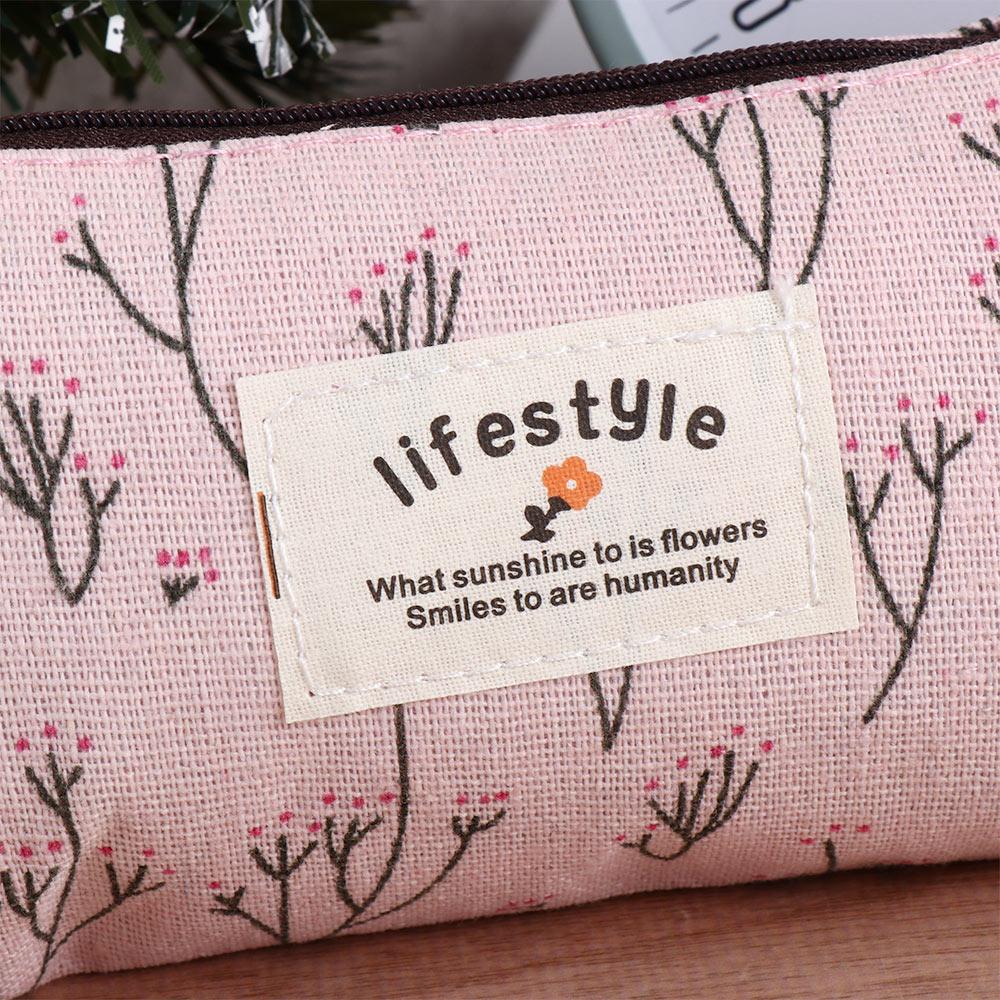 School Supplies for Girl Student Floral Flower Fabric Zipper Pouch Pencil Bag Pencil Case Pen Bags