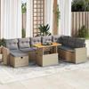 VidaXL Garden Lounge Set with Cushions 9 Pcs Beige Braided Resin Acacia 3328018