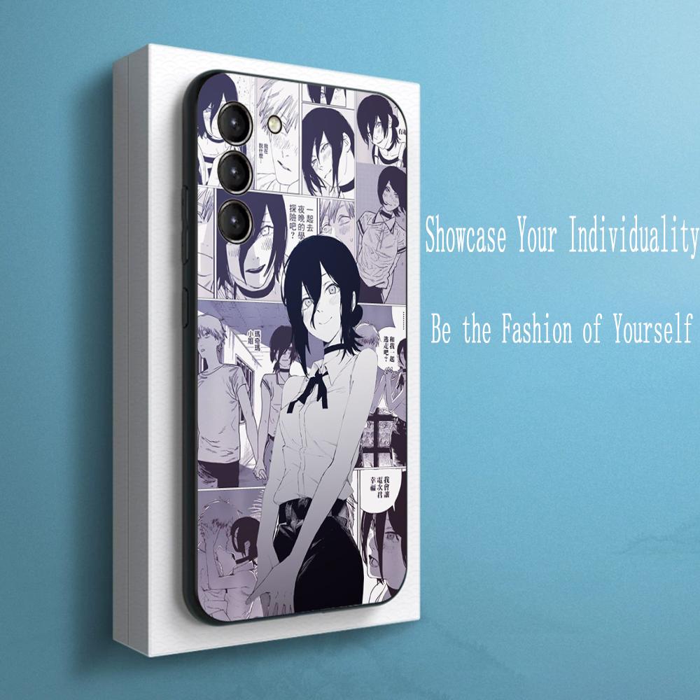 Reze Cool Japan Anime Girl Pattern Phone Case For Samsung Galaxy S25 S24 S23 S22 S21 S20 Plus Ultra Note20 Soft Black