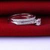 Women Engagement Wedding 2Pcs Ring Set Cubic Zirconia White Silver Plated Rings