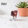 Talos 2D Flat Rotating Acrylic Cat Sign for Car Dashboard, Desk Decor, Cute Print Tabletop Centerpiece with Base Home Office, Interior Gift Lovers