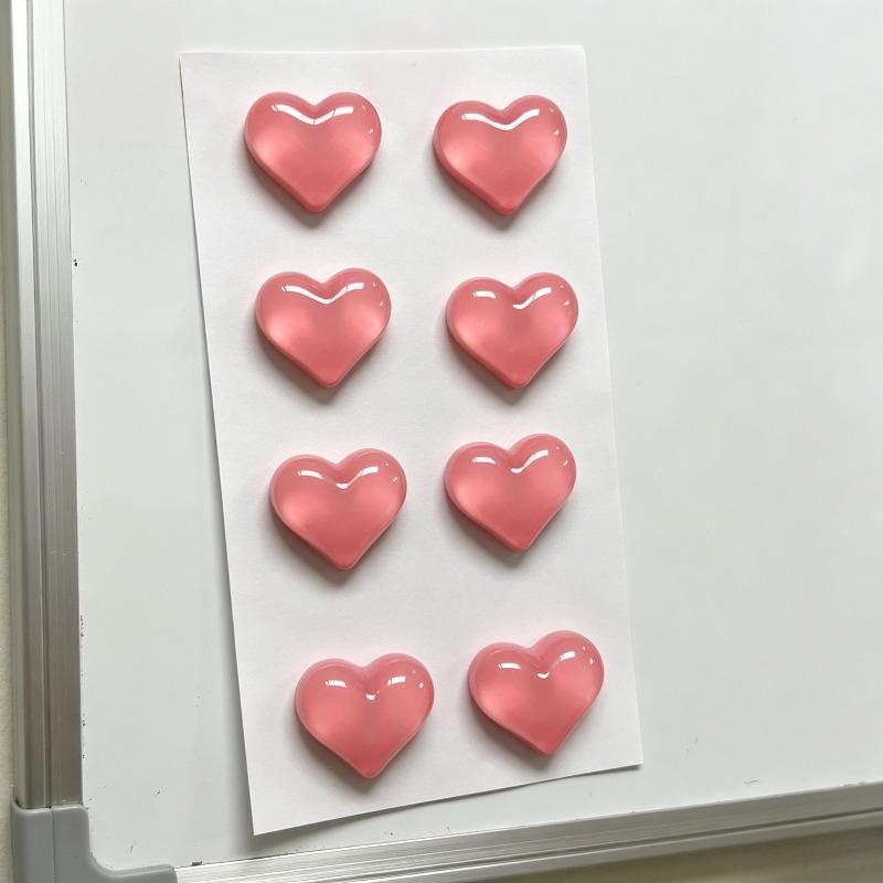 10Pcs Heart Resin Fridge Magnets Cute Pink Decorative Magnets For Kitchen Office Whiteboard Locker Craft Home Decor Gifts