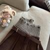2025 Autumn Korean Style High-Waist Pleated Knit Patchwork Mini Skirt