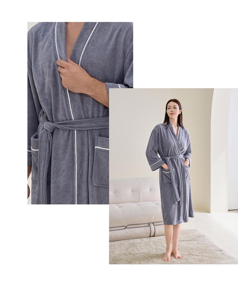 Terry Cloth Long Bathrobe - Unisex Nightgown for Home, Hotel, or B&B