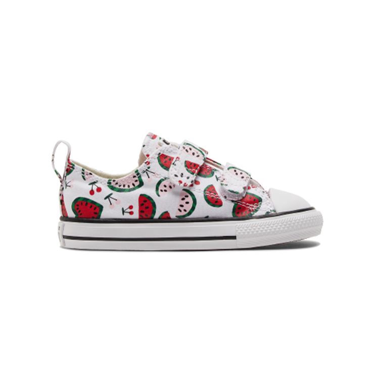 Converse Chuck Taylor All Star 2V Canvas Comfortable Fruit Print Low Top Walker Shoes Baby Sneaker White A02605C