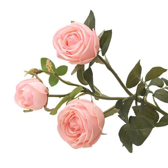 3 Stems Artificial Flowers Bouquet with 2 Heads Blooms And 1 Bud Real Touch Rose Flower Branch for Wedding Home Office Table Decor